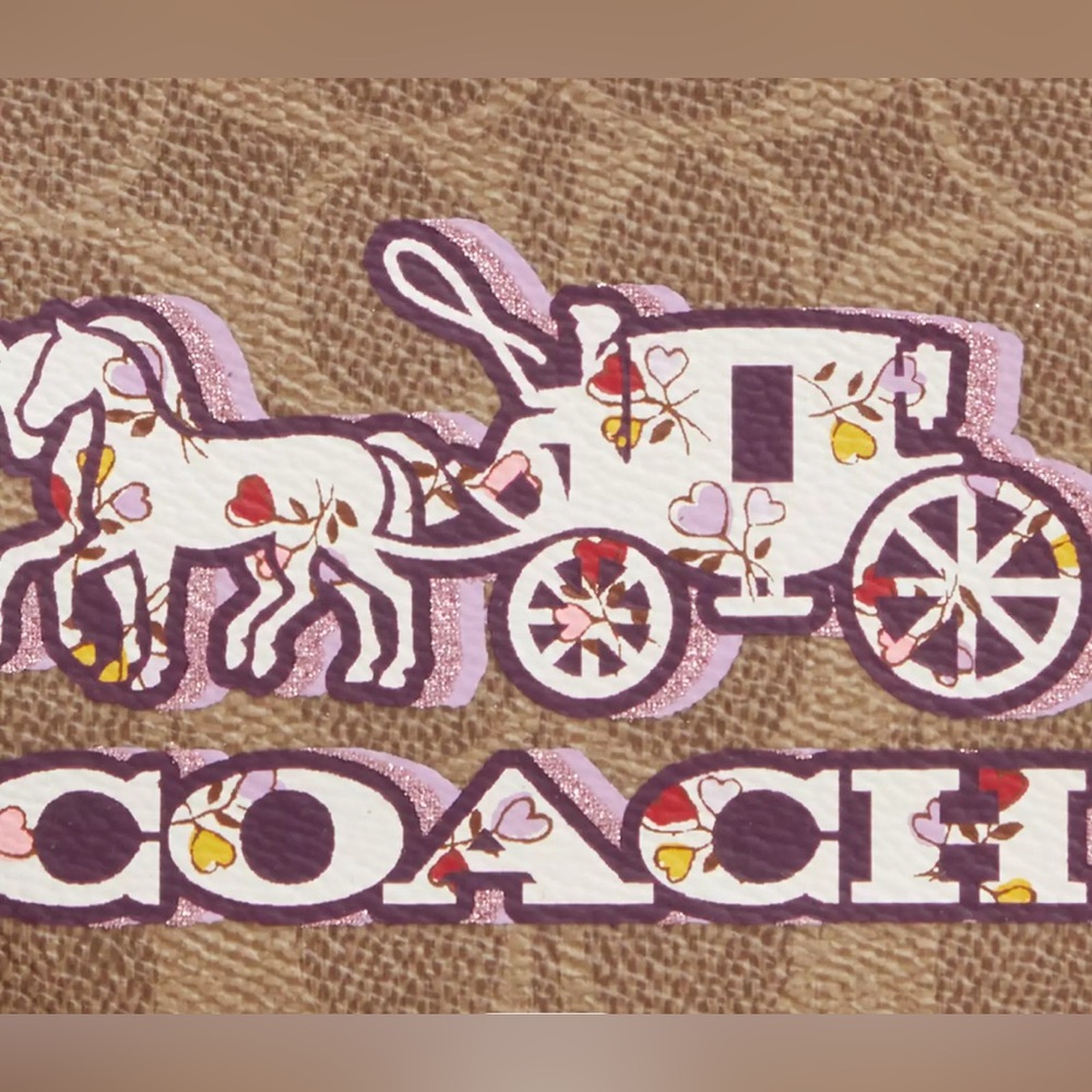 Coach Corner Zip Wristlet In Signature Canvas With Horse And Carriage Print 🆕 - Picture 4 of 5